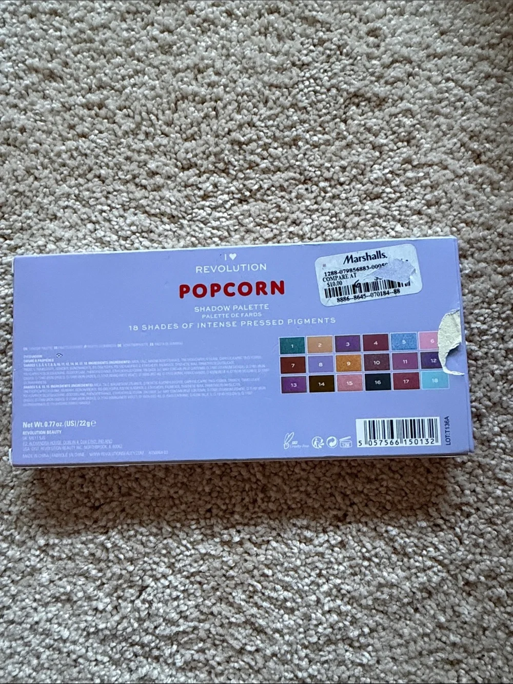Revolution Sweet & Tasty Eyeshadow Popcorn Palette - Red, White Adorable
